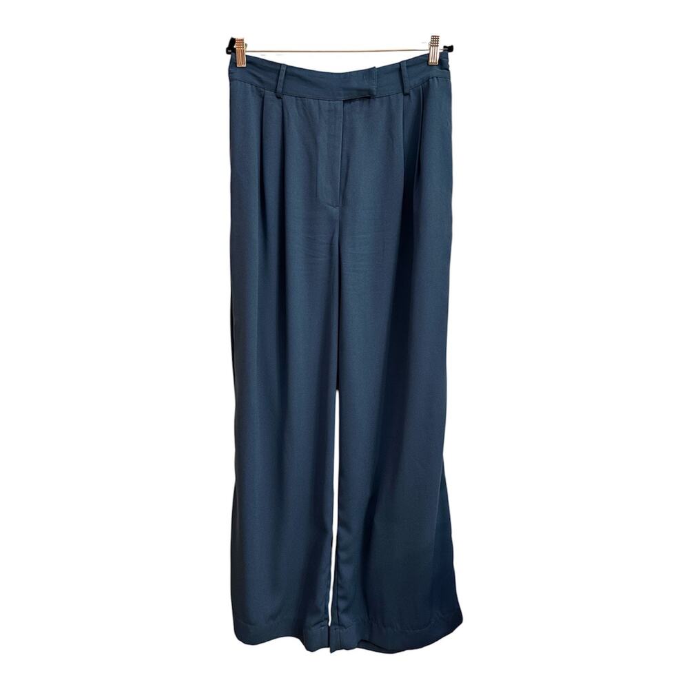 The Drop Navy Teal Blue Wide Leg Trouser Pants XL Elegant Minimalist - Picture 3 of 7